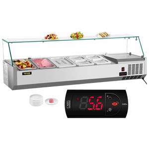 Stazione di preparazione per condimenti per apparecchiature di refrigerazione da cucina commerciale da 13,8 qt da 55 pollici 3 padelle 1/3 4 padelle 1/6 150W 304 per Salad Bar - Product Image 1