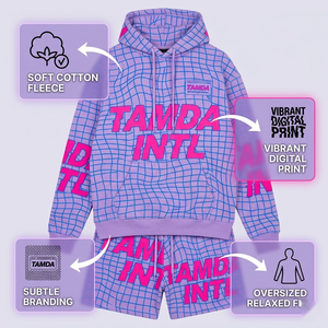 Ensemble survêtement avec sweat-shirt oversize et short de jogging |   Ensemble de survêtement en molleton personnalisé 2 pièces avec capuche - Product Image 5