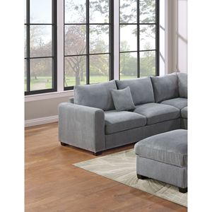 Divano Angolare LAF RAF in Corduroy, Colore Nebbia, Set 4 Pezzi con Pouf a Cuneo per Arredamento Soggiorno - Product Image 2