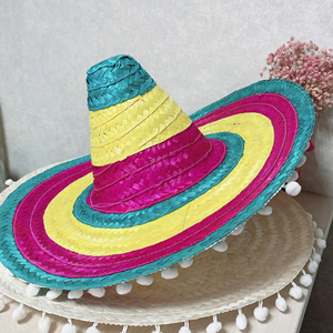 New Style Summer Straw Sombrero Hat Striped Wide Brim Embroidered Logo Use Outdoor Beach Sports Weddings <b>Ski</b> Foldable - Product Image 1