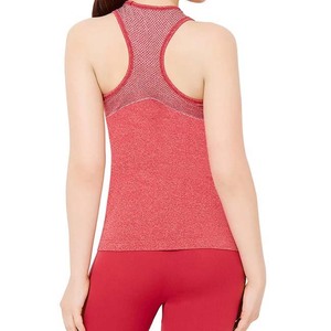Women's Red Breathable Knitted Tank <b>Top</b> Sporty O-Neck Sleeveless <b>Tops</b> Solid Color Spandex Polyester Fit Workout Wear - Product Image 4