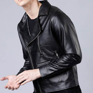 Blouson de moto en cuir de vachette pour homme, coupe-vent, fermeture éclair, logo imprimé 3D sur le devant, prix bas, vente en gros - Product Image 6