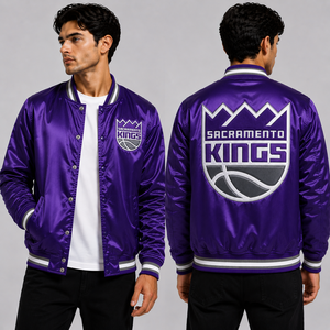 แจ็คเก็ตวาร์ซิตี้ผ้าซาตินสีส้ม Phoenix Suns แบบสั่งทำพิเศษ ปักโลโก้ บอมเบอร์แจ็คเก็ตผู้ชาย ขายส่ง OEM เสื้อทีม สตรีทแวร์ ขายจากโรงงาน MOQ - Product Image 2
