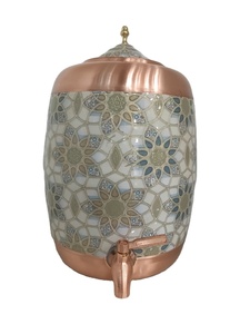 Distributeur d'eau en cuivre pur imprimé de qualité supérieure de 8 litres / Matka avec robinet anti-fuite, design classique pour la maison et le bureau, bienfaits ayurvédiques pour la santé - Product Image 3