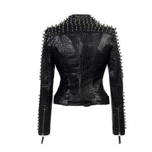 Chaqueta de cuero estilo biker con tachuelas, la más vendida, para mujer, mangas largas, ropa de invierno premium para damas 2026 - Product Image 4