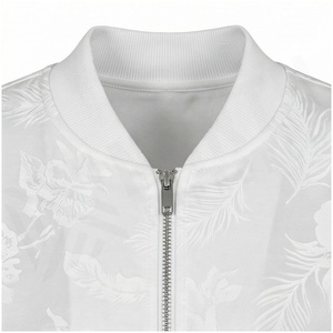 <b>Women</b> <b>White</b> Embossed Floral <b>Tracksuit</b> Full Sleeve Zipper Jacket & Jogger Pants Casual Spring Outfit - Product Image 4