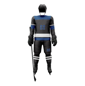 Uniforme de Hockey sobre Hielo Personalizado para Hombre, Jersey a Rayas de Manga Larga, Rojo, Blanco y Dorado, Sublimado, Absorbente de Humedad, Ropa Deportiva de Invierno - Product Image 3