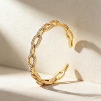 QIKU nouveauté lien chaîne forme classique cuivre Zircon cristal ouvert Bracelets femmes Bracelet fête de mariage anniversaire bijoux cadeau