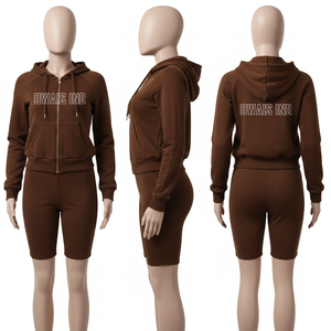 Ensemble survêtement pour femme, sweat-shirt à capuche vert et short, tenue décontractée ample en 2 pièces avec poches latérales - Product Image 6