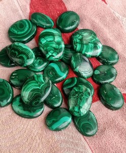 En gros, pierre précieuse naturelle de malachite verte, paire de cabochons à taille rose et ovale, pierre brute, cristal de guérison avec jeu de couleurs - Product Image 4