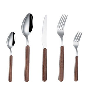 Ensemble de couverts écologiques créatifs en acier inoxydable avec manches en bois d'olivier pour la maison et les restaurants, en promotion - Product Image 2