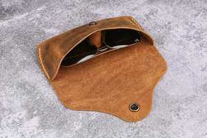 Luxury Genuine Leather Glasses Sleeve <b>Slim</b> Handmade Cowhide Pouch Vintage Reading Spectacles Protector Case LGC-0063 - Product Image 3