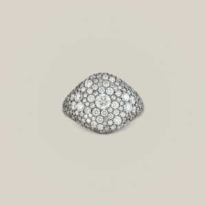 Bague Chevalière Promesse Rose Or Massif 14K 18K Diamant de Laboratoire Taille Ronde Pavé Vintage 12mm Finition Antique Bande Déclaration Vintage - Product Image 5