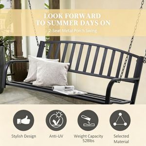 Sedia a Dondolo Moderna da Esterno con Cuscino Impermeabile per Giardino, Casa o Hotel, Costruzione Durevole in Metallo e Plastica - Product Image 4