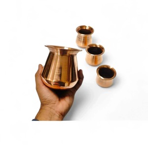 Recipiente Decorativo Portátil para el Hogar, Karwa Kalash Lota Puja Patra, Pintado a Mano, Estilo Contemporáneo, de Cobre - Product Image 5