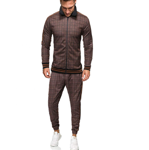 Chándal ajustado de alta calidad para hombre, traje masculino de chándal acanalado con cremallera frontal completa y cuello alto, con cierre y rayas laterales, barato - Product Image 6