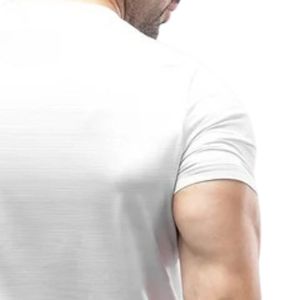 T-shirt blanc pour homme, coupe slim, col rond, manches courtes, tee-shirt basique uni pour un usage quotidien décontracté et streetwear - Product Image 4