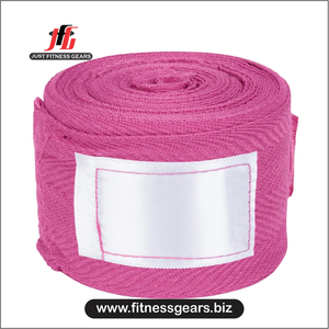 ผ้าพันมือสำหรับชกมวย MMA มวยไทย ยี่ห้อ JUST FITNESS GEARS สีตามสั่ง พร้อมโลโก้  ระบายอากาศได้ดี ผลิตจากโพลีเอสเตอร์  แบบสวมใส่ได้ทั้งชายและหญิง  พร้อมสายรัดแบบดึง  สำหรับการฝึกเพาะกาย - Product Image 1