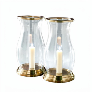 Top Trending Metal Glass Golden <b>Hurricanes</b> <b>Candle</b> Holders for Wedding Christmas Events-Eco-Friendly Customizable Color Tabletop - Product Image 1