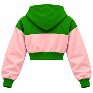 Alpha | Kapa | Alpha Sorority Women's Color Block <b>Cropped</b> <b>Zip</b>-<b>Up</b> <b>Hoodie</b> Greek Letter Embroidered Sweatshirt Collegiate Crop Top - Product Image 4
