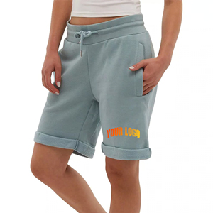 Wholesale Custom Logo Quick Dry Breathable Women's Shorts Cotton Fleece elastic Waist Terry fabric comfortable women's short - Product Image 4