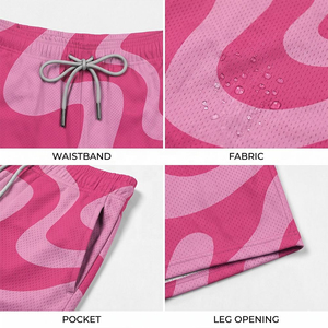Shorts de basketball personnalisés pour hommes, style côtelé en velours côtelé, coupe ample rétro, rose uni, maille personnalisée - Product Image 4