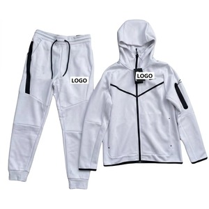 Tech Fleece Tracksuit for Men High Quality Customized Logo Jogger Sweatsuit Hood Breathable Zipper Acid Wash Printed Winter - Product Image 2