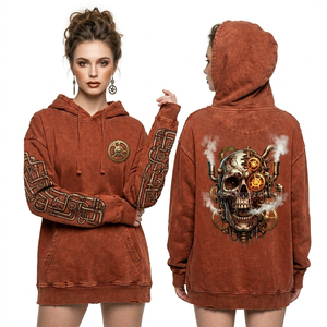 Sweat-shirt à capuche zippé personnalisé pour femme, vert sauge vieilli, avec imprimé graphique racine d'arbre, grande poche, en polaire - Product Image 6