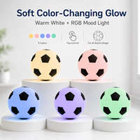 Lampe de chevet LED souple rechargeable en silicone en forme de ballon de football, avec changement de couleur RGB et 3 températures de couleur, pour chambre d'enfant