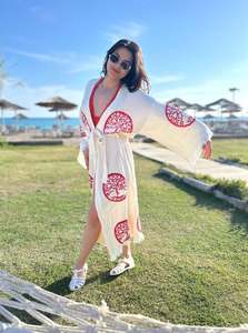 Ensemble Kimono Deux Pièces Femme Motif Evil Eye en Crêpe 100% Coton, Taille Naturelle, Durable et Lavable, Idéal Plage - Product Image 4