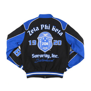 เสื้อแจ็คเก็ตบอมเบอร์แบบวาร์ซิตี้พรีเมียมสั่งทำพิเศษสำหรับชมรมนักเรียนหญิงเซต้า ฟิ เบต้า  พร้อมงานปักลายปะติด ดีไซน์กันลม ระบายอากาศได้ดี - Product Image 5