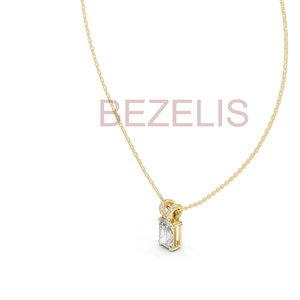 Collier avec pendentif en diamant de laboratoire taille émeraude, or 14 carats, couleur E, clarté VVS2, certifié, bijoux fins durables - Product Image 3