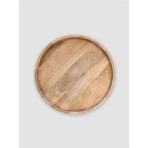 Plateau de service rond en bois de manguier écologique |   Plateau ottoman décoratif en bois naturel pour table basse, cuisine et décoration intérieure - Product Image 1