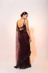 Indian Traditional Ethnic Partywear Saree Sequins Work Recycled Materials Latest Design for Wedding Occasion Festive Function - Product Image 3