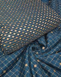 Designer Sequin Embroidery Fabric Satin Organza Lace <b>Textile</b> For Couture Dress Boutique And Fashion Industry - Product Image 5