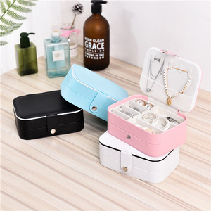 Portable Square Luxury Leather Jewelry Organizer Case with <b>Mirror</b> Custom Logo for Girls' Makeup and <b>Travel</b> Fancy Trinket Storage - Product Image 3