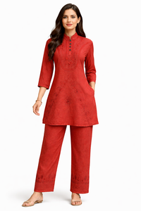 Conjunto de Dos Piezas de Viscosa Bordada para Mujer, Top y Pantalones Casuales, Fabricante - Product Image 4