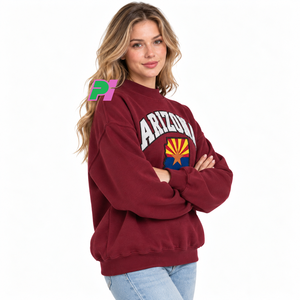 Sudadera de cuello alto para mujer Pook International, con parche bordado de la bandera del estado de Arizona, estilo casual y holgado. - Product Image 2
