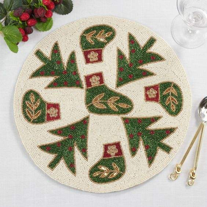 Religious Handmade Eco-Friendly Beaded Fabric Crafts Placemat with Seed <b>Beads</b> for Special Occasions - Product Image 1