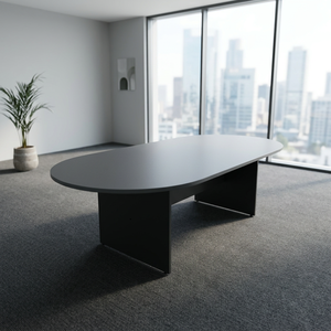 Oval Conference <b>Table</b> Chipboard Melamine Modern Metal Legs Stable <b>Office</b> Furniture Commercial Hotel Use Convertible Extendable - Product Image 1