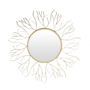 Espejo de Pared Rústico Hecho a Mano con Diseño de Flor Metálica Dorada, Espejo Decorativo Redondo para Decoración del Hogar y Hoteles, Suministro al por Mayor - Product Image 5