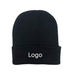 Bonnet unisexe noir Harry Johnson 100 % acrylique avec logo brodé, casquette décontractée d'hiver pour adultes, couleur unie, design à revers, 56-58 cm - Product Image 1