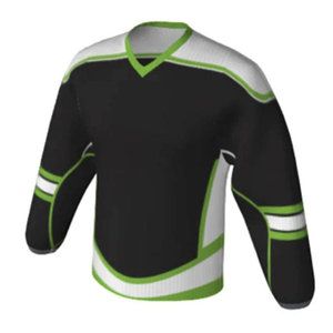 Camiseta de Hockey sobre Hielo Negra y Beige, Unisex, Lisa, para Deportes de Equipo, Manga Larga, Uniforme - Product Image 2