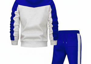 Survêtement décontracté pour homme, bleu et blanc, à capuche, avec fermeture éclair, manches longues, sweat-shirt avec poches latérales, vêtements d'automne - Product Image 6