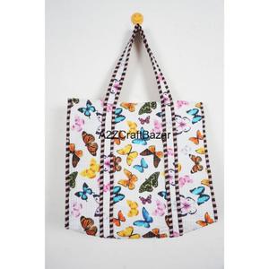 Bolso de Playa Grande de Algodón 100% Puro, Multicolor, a Rayas, Acolchado a Mano, para Mujer, de Rajasthan, el Más Vendido - Product Image 1