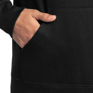 Sudadera con capucha de forro polar grueso, extragrande, con cremallera, bordada, de alta calidad, color negro, para hombre, estilo urbano, venta al por mayor - Product Image 6