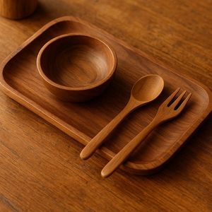 Juego de Tazones de Madera Imperial, Tazones de Madera Pulida, Diseño Europeo, Ecológicos, Acabado Natural Sin Recubrimiento, Vajilla, Decoración del Hogar, Boda - Product Image 1