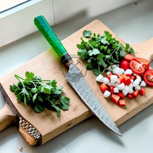 Couteaux de cuisine de chef japonais de luxe faits à la main en cuivre Damas, lame de 8 pouces, ambidextres, multi-usages, en résine, vente en gros - Product Image 1