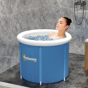 Dark Blue <b>Portable</b> Ice <b>Bath</b> Therapeutic Tub with Thermo Lid Cold Plunge Tub for Athlete Recovery Accessory Product - Product Image 1