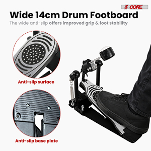 Pedal de bombo metálico de 5 núcleos con cabezal de fieltro ajustable, doble cadena y pedal de pie de alta resistencia - Product Image 6